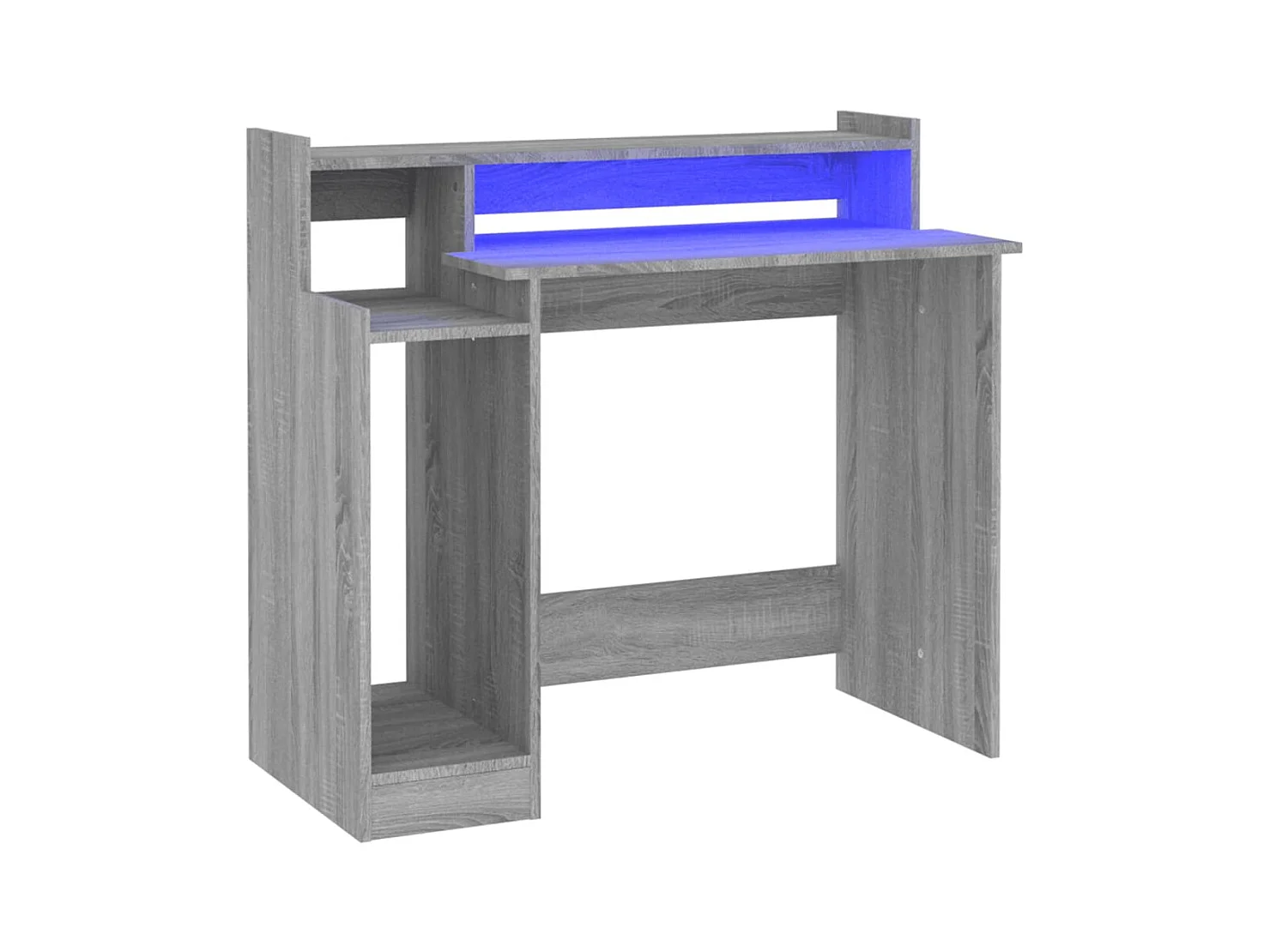 Escritorio Sonoma gris con luces LED, 97 x 45 x 90 cm, madera de ingeniería