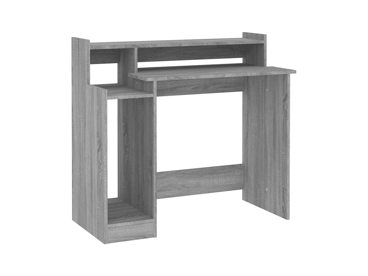 Escritorio Sonoma gris con luces LED, 97 x 45 x 90 cm, madera de ingeniería