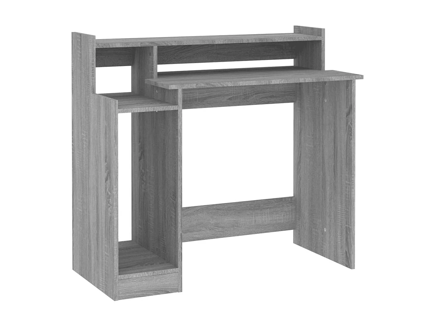 Escritorio Sonoma gris con luces LED, 97 x 45 x 90 cm, madera de ingeniería