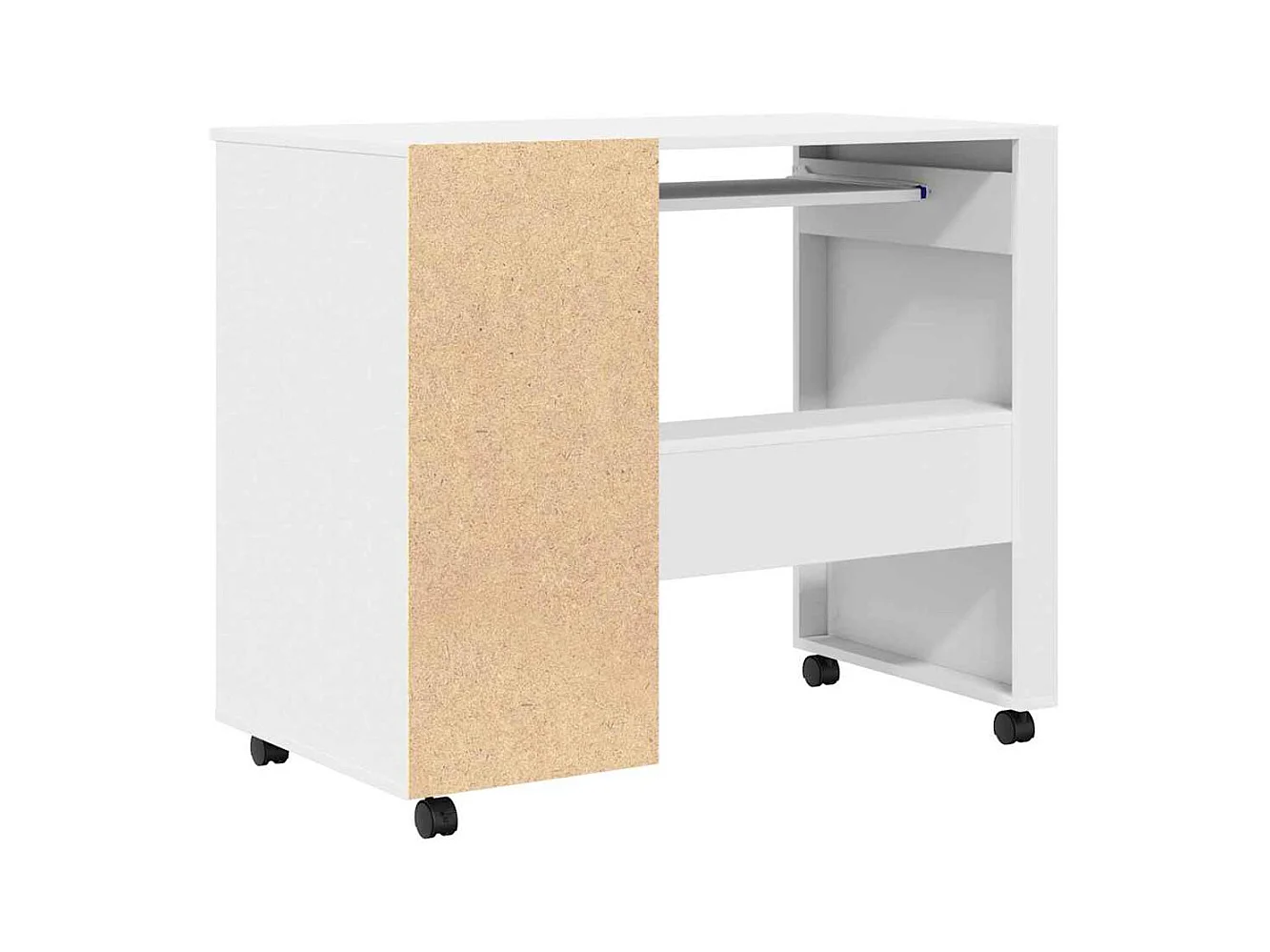 Bureau avec roulettes Blanc 91 x 50 x 77 cm Bois d'ingénierie