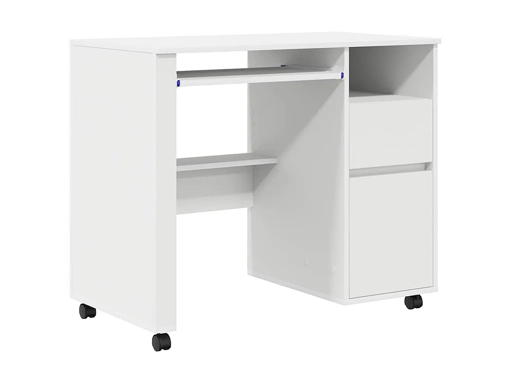 Scrivania con ruote Bianca 91 x 50 x 77 cm Legno ingegnerizzato