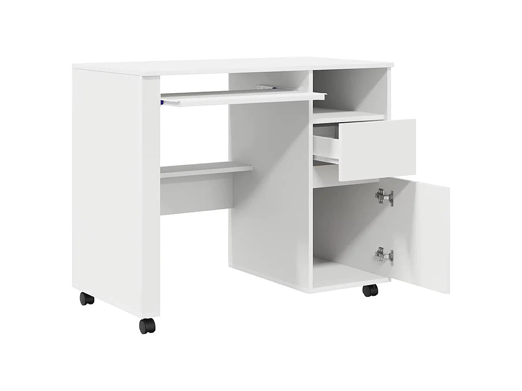 Scrivania con ruote Bianca 91 x 50 x 77 cm Legno ingegnerizzato