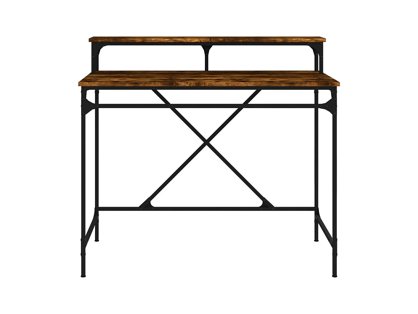 Gerookt eikenhouten bureau 100x50x90 cm bewerkt hout en ijzer