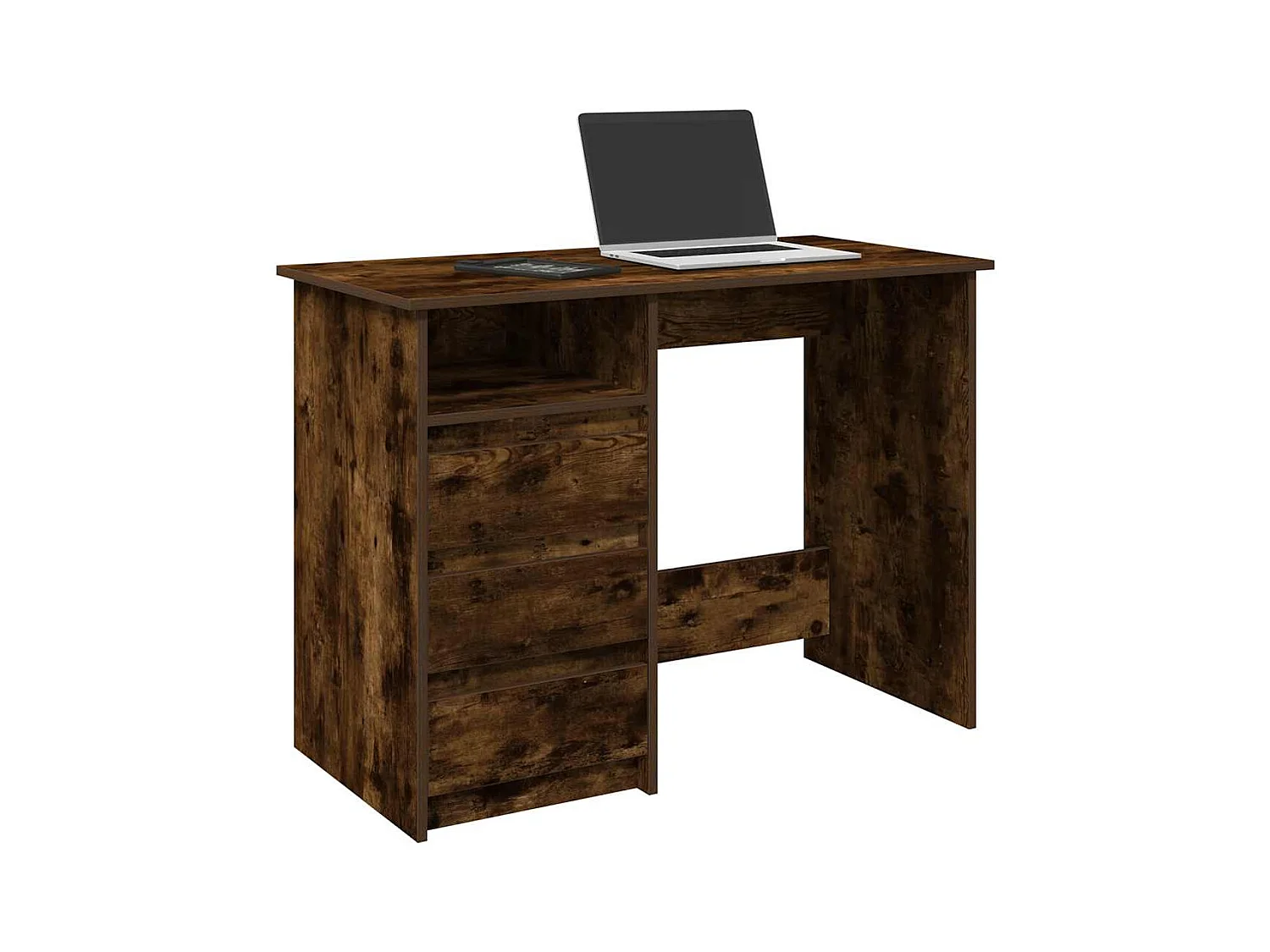 Bureau chêne fumé 102x50x75 cm bois d'ingénierie