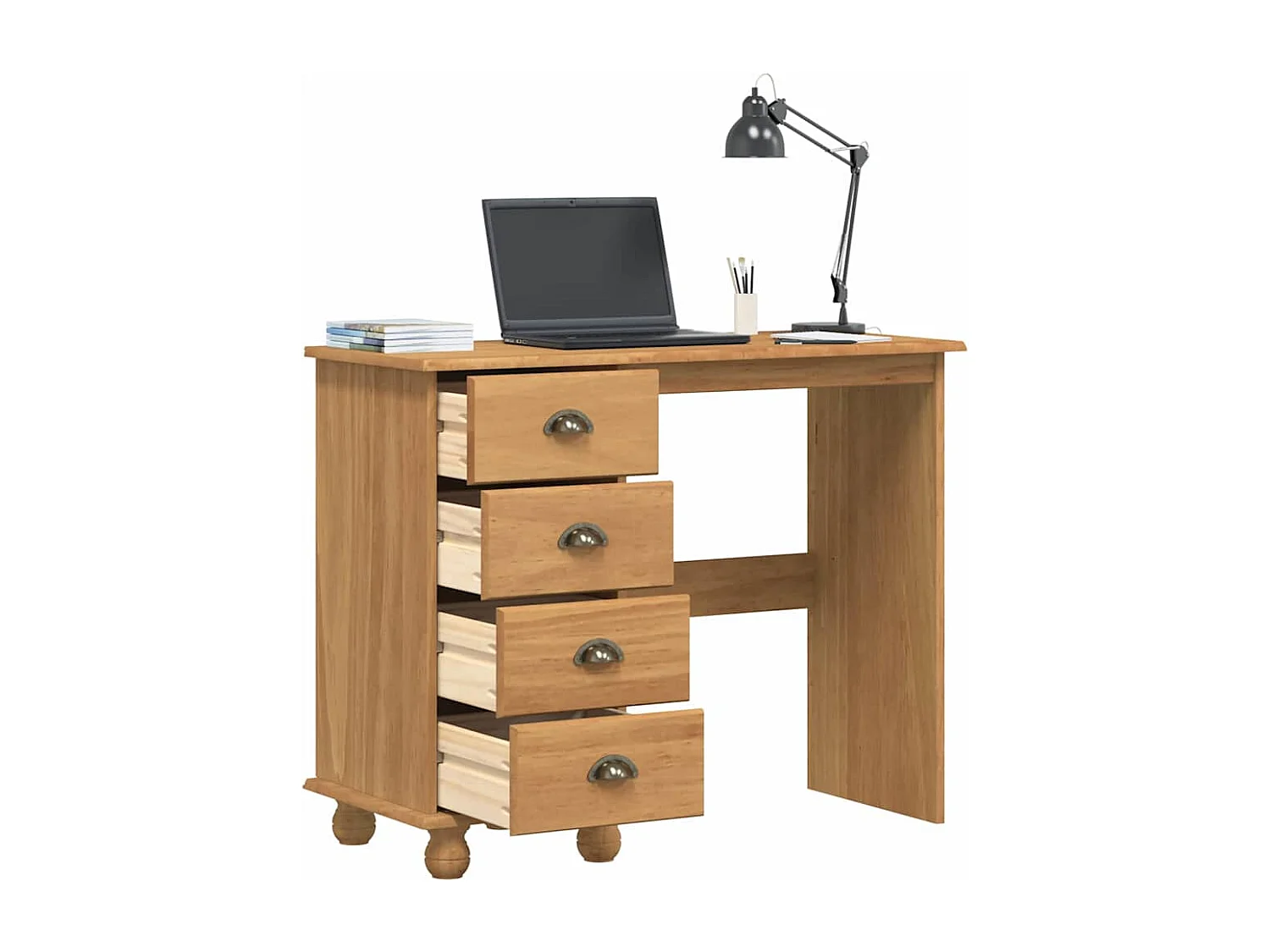 ASKIM Bruin Bureau 95 x 40 x 75 cm Massief grenenhout