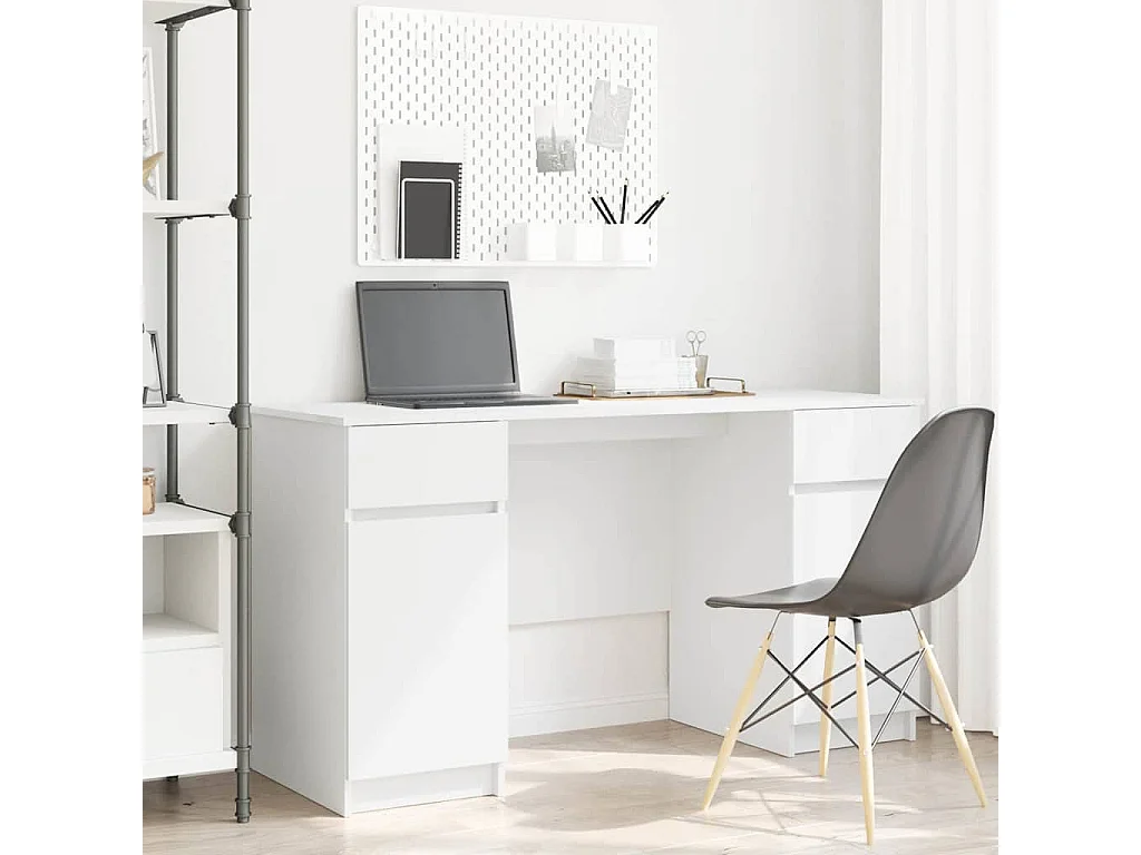 Scrivania con cassetto Bianco 140 x 49 x 76 cm Legno ingegnerizzato