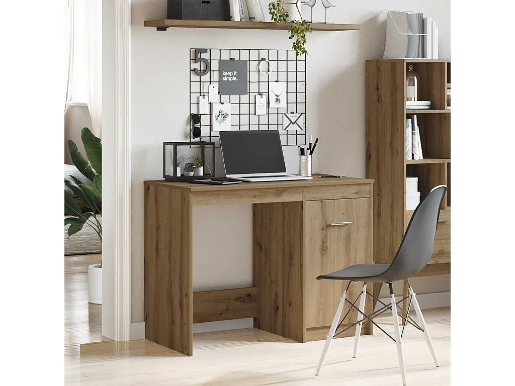 Scrivania artigianale in rovere 100x50x76 cm in legno ingegnerizzato