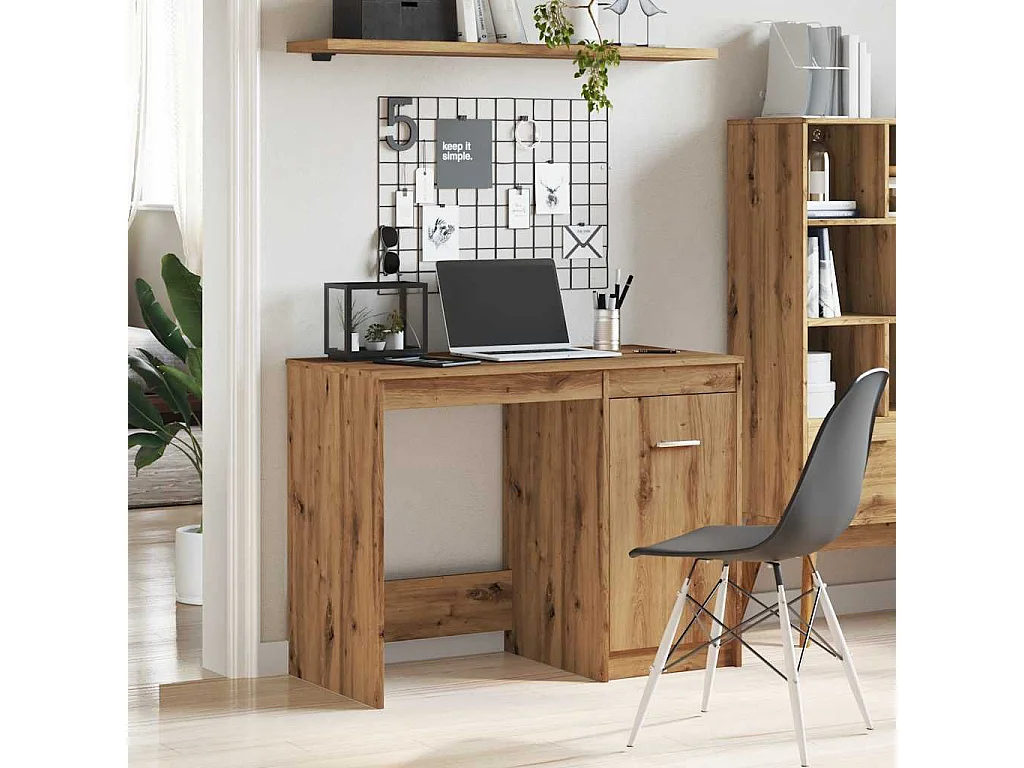 Scrivania artigianale in rovere 100x50x76 cm in legno ingegnerizzato