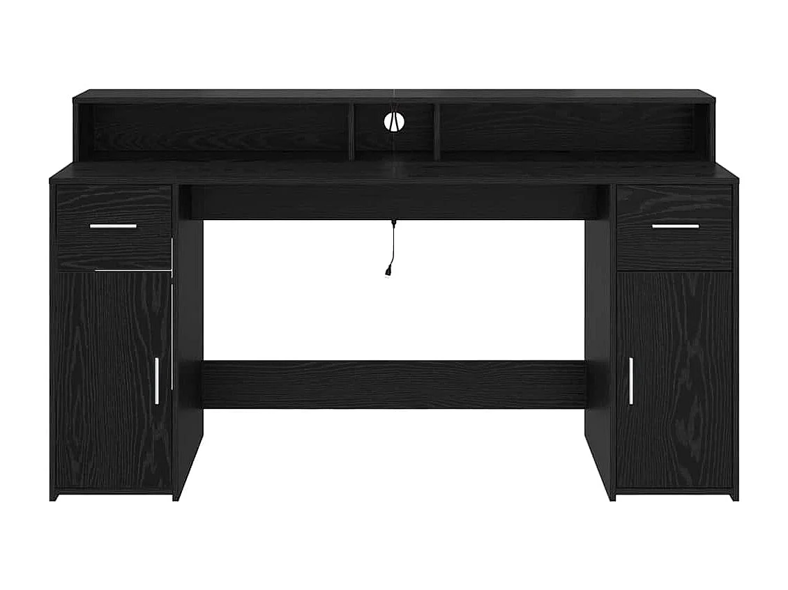 Bureau avec porte Chêne noir 160 x 55 x 91 cm Bois d'ingénierie