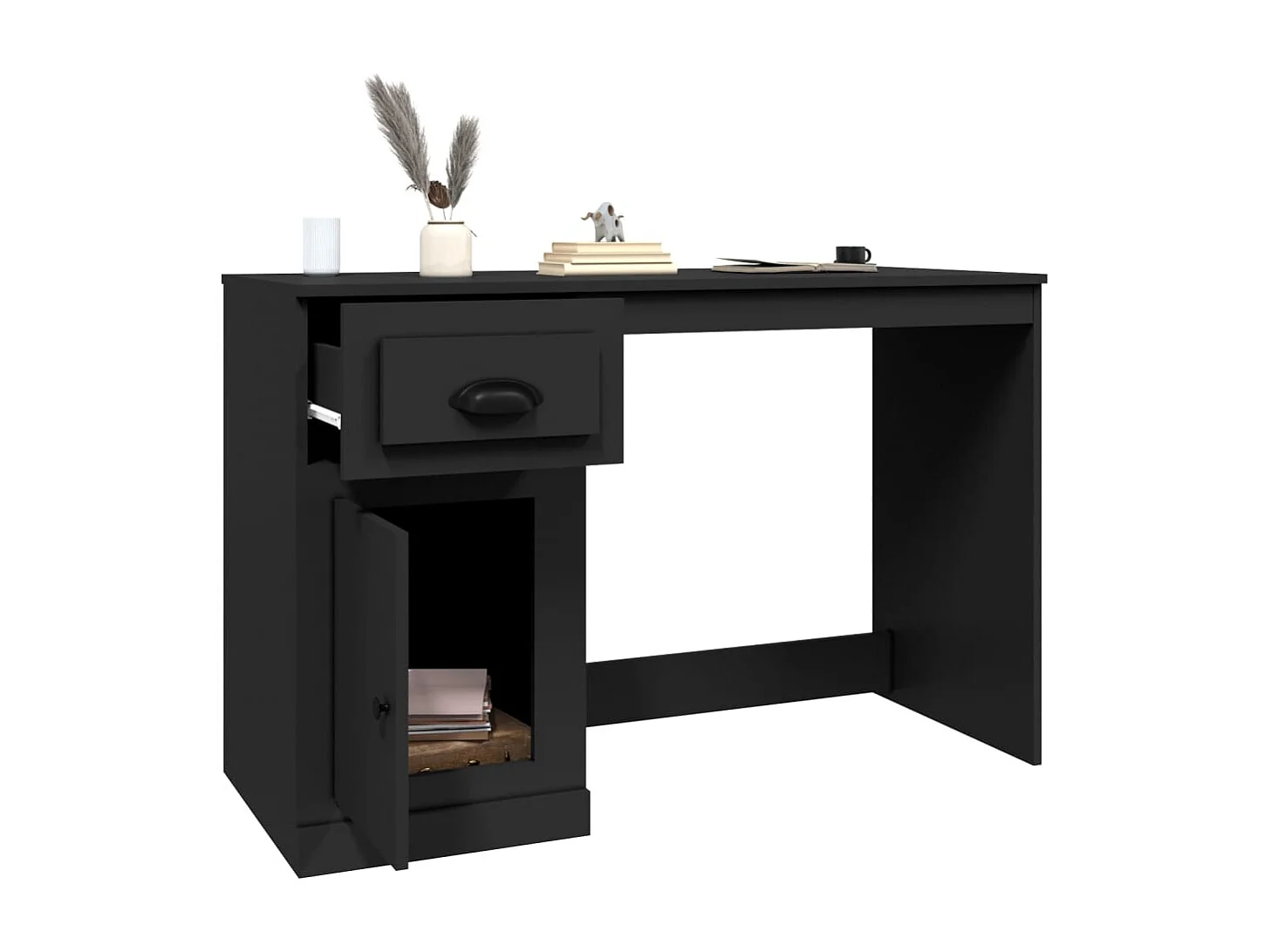 Scrivania con cassetto nero 115x50x75 cm in legno ingegnerizzato