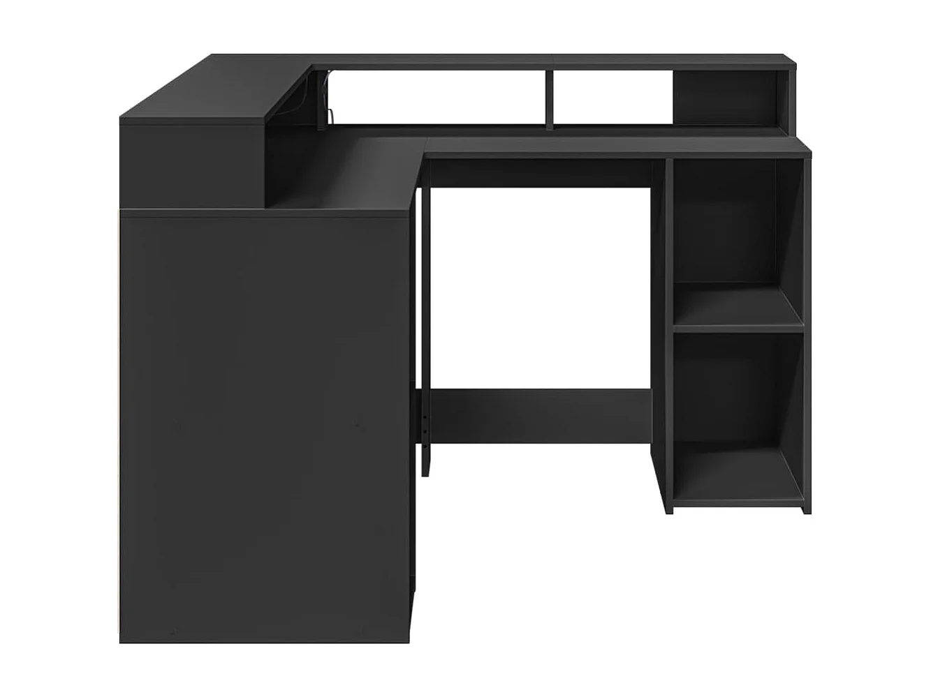 Schreibtisch mit LED-Leuchten schwarz 130x130x91 cm Holzwerkstoff