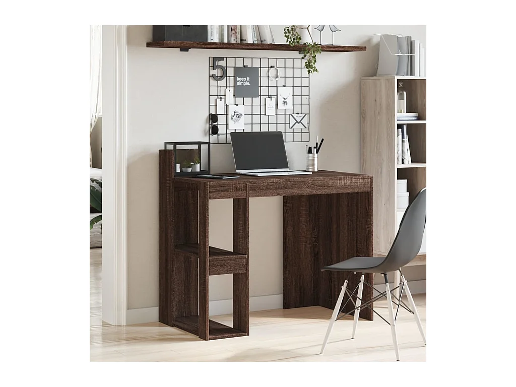Bureau chêne marron 103,5x56,5x94 cm bois d'ingénierie