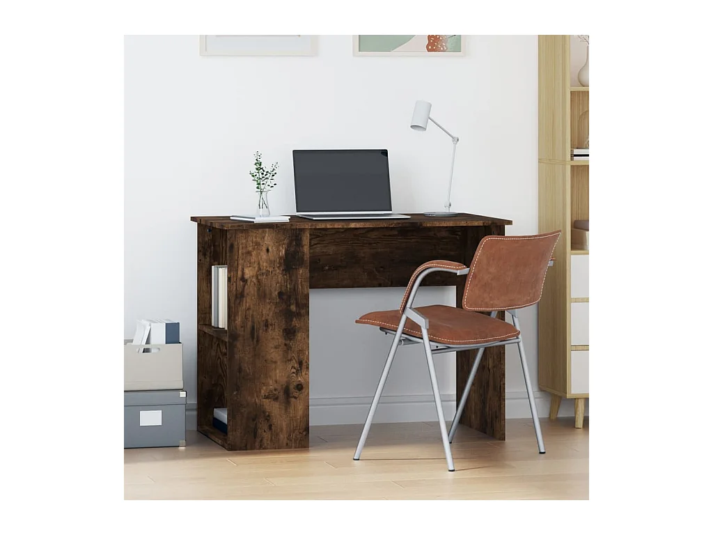 Gerookt eikenhouten bureau 100x55x75 cm bewerkt hout