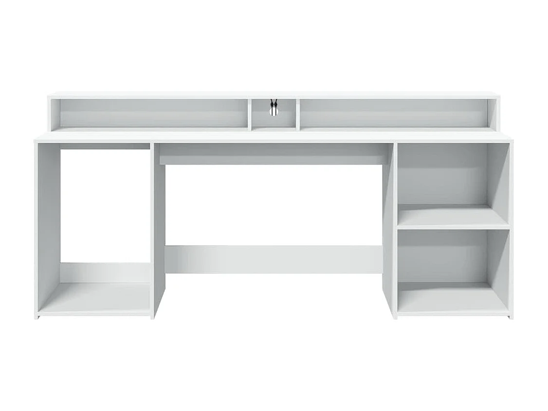 Escritorio con luces LED blanco 200x55x91 cm madera de ingeniería