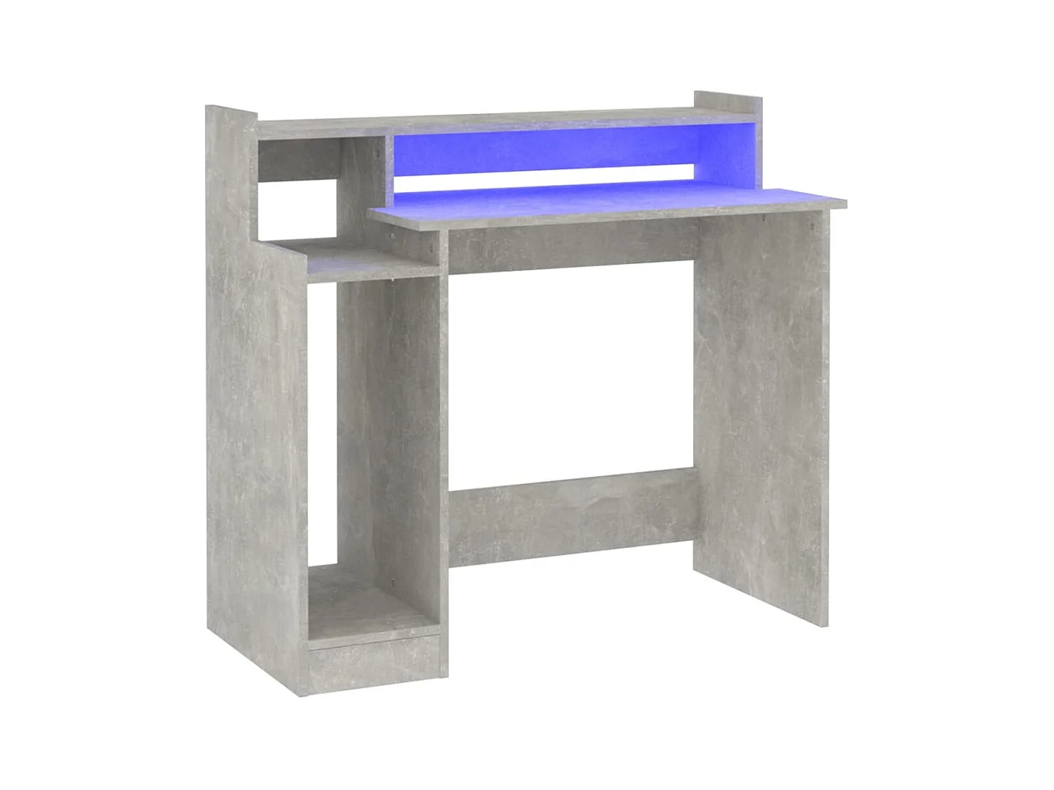 Escritorio y lámparas LED Gris hormigón 97x45x90 cm Madera de ingeniería