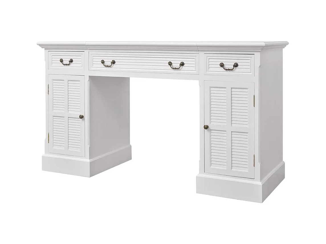 Escritorio con pedestal doble Blanco 140 x 48 x 80 cm
