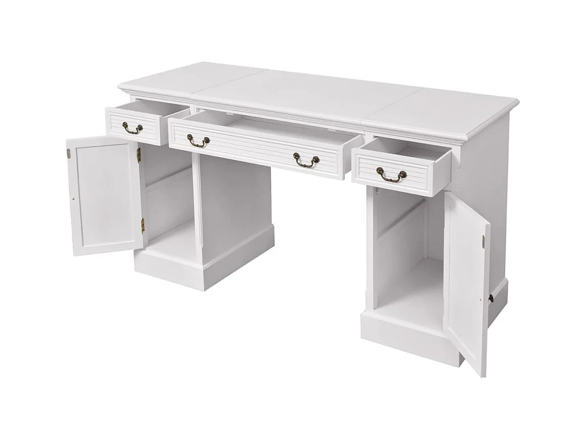 Escritorio con pedestal doble Blanco 140 x 48 x 80 cm