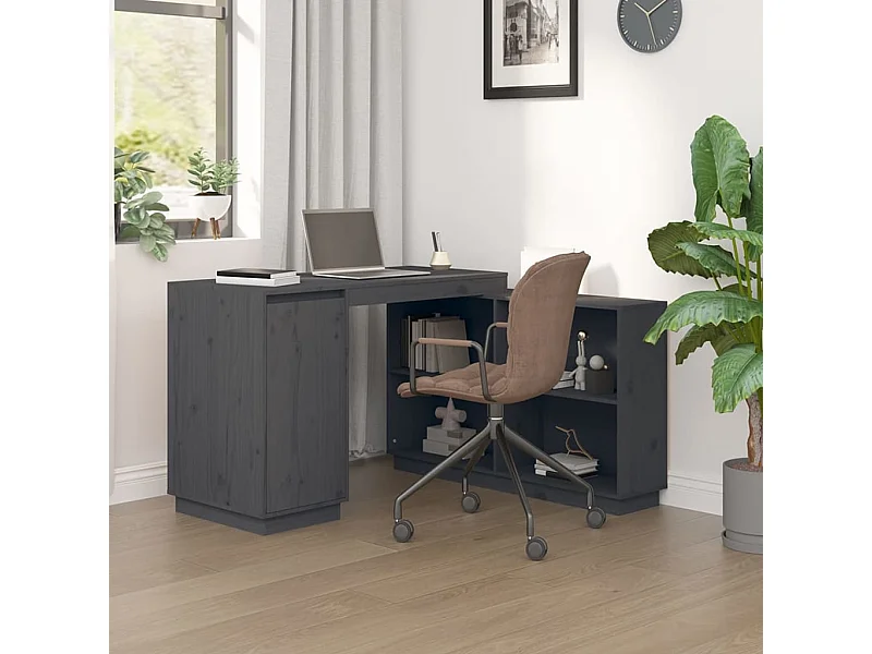 Grijs bureau 110x50x75 cm massief grenenhout