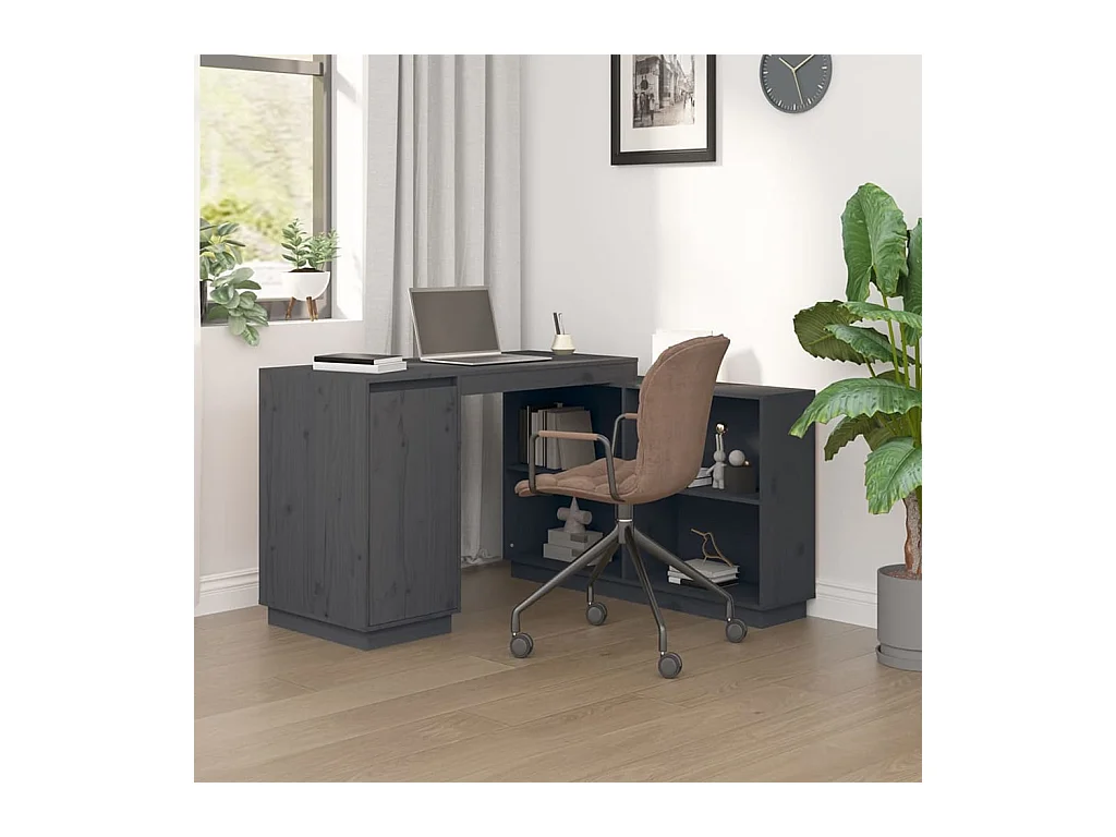 Grijs bureau 110x50x75 cm massief grenenhout