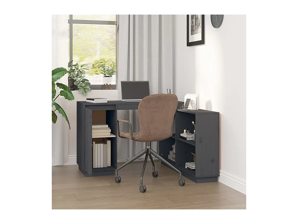 Grijs bureau 110x50x75 cm massief grenenhout