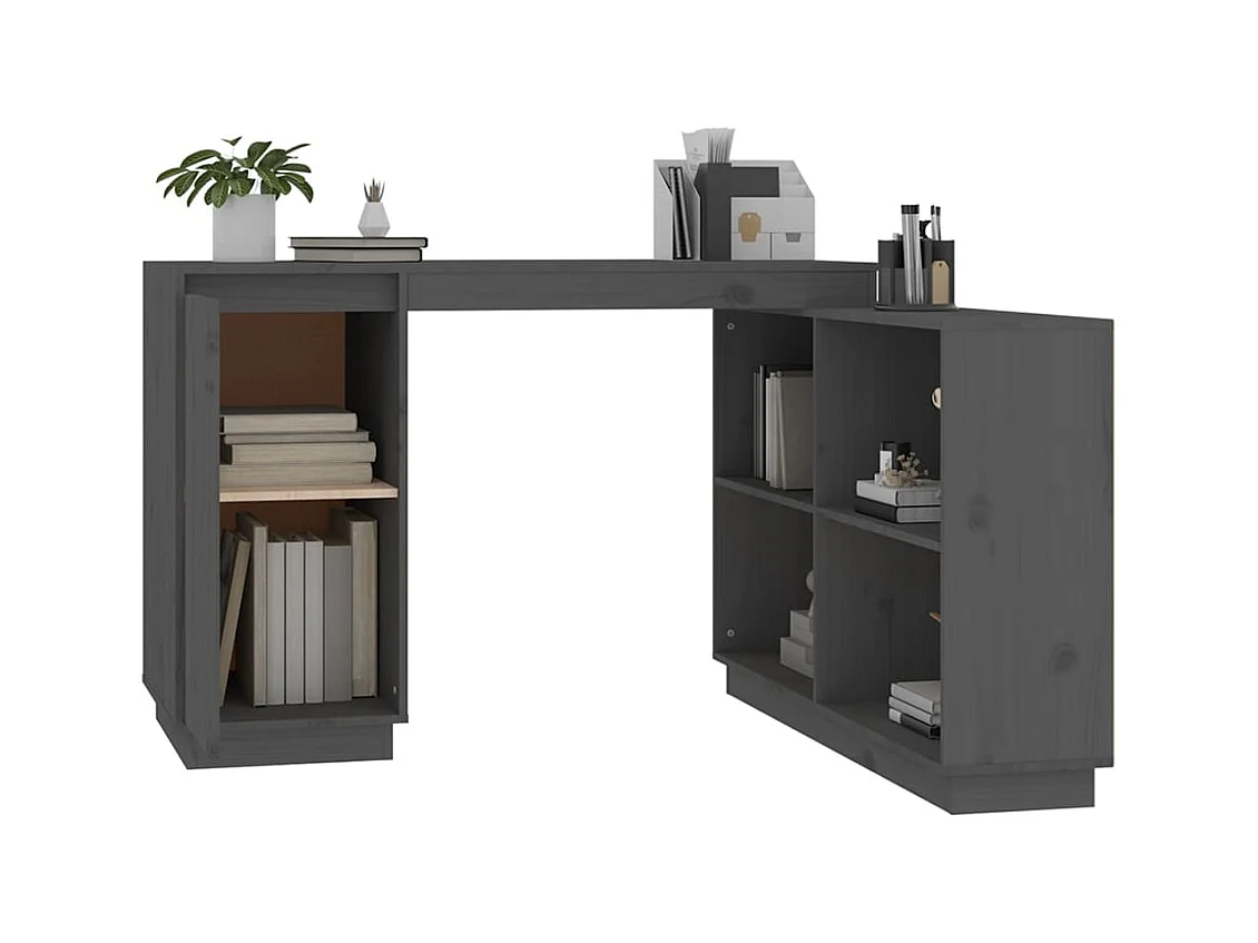 Grijs bureau 110x50x75 cm massief grenenhout