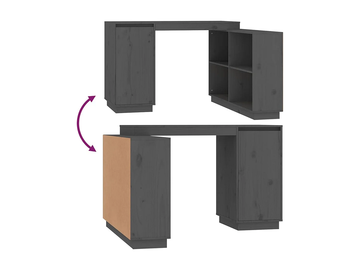 Grijs bureau 110x50x75 cm massief grenenhout
