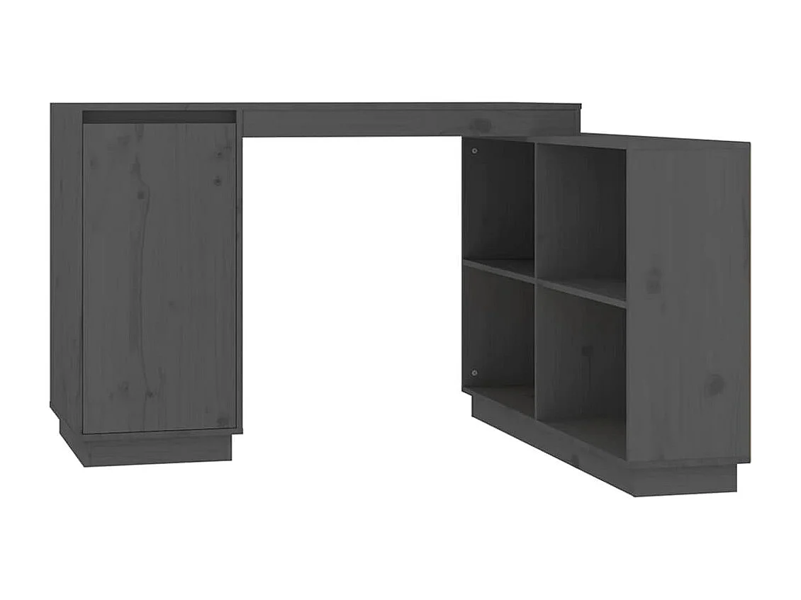 Scrivania grigia 110x50x75 cm in legno massello di pino