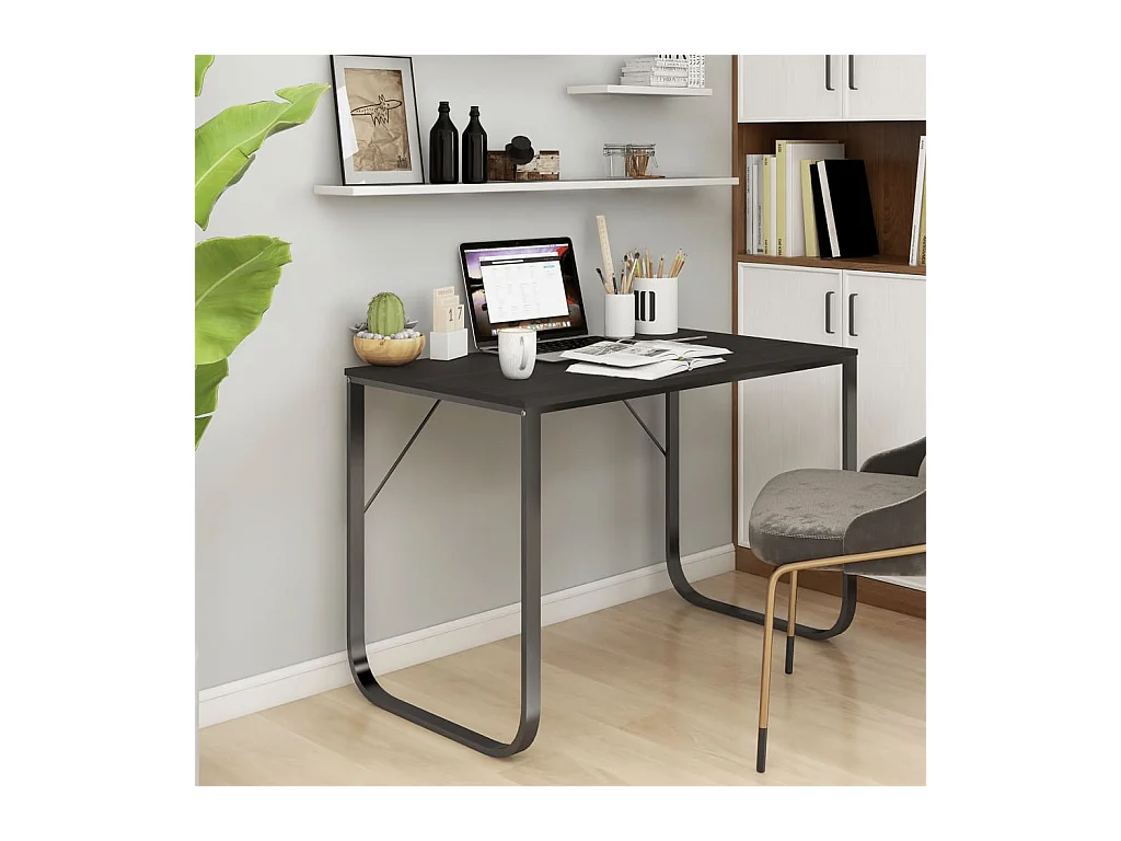 Bureau d'ordinateur Noir 110x60x73 cm Aggloméré