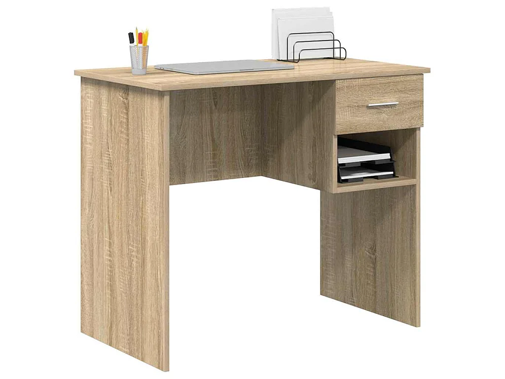 Schreibtisch aus Sonoma-Eiche, 90 x 49,5 x 75 cm, Holzwerkstoff