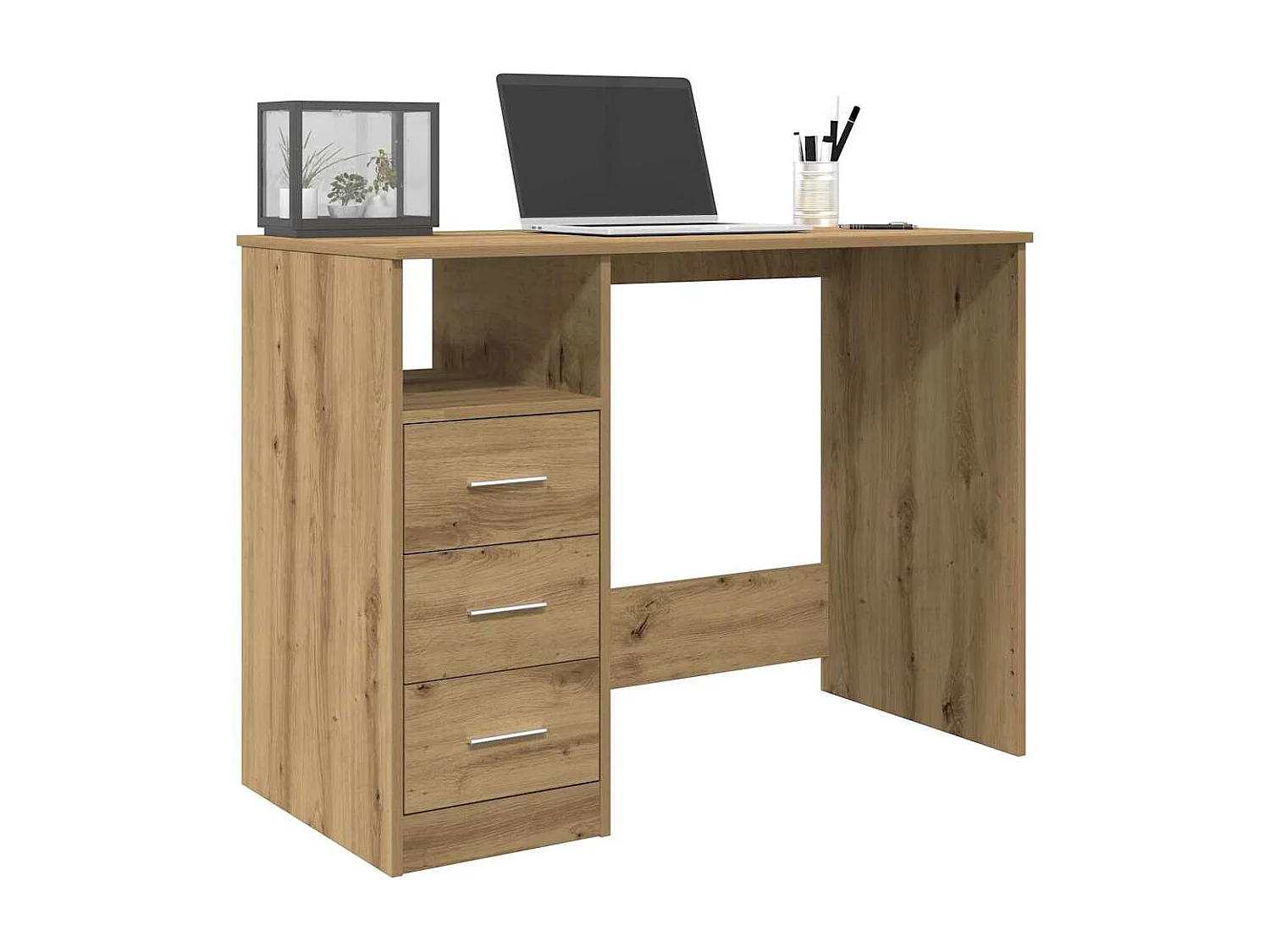 Handgemaakt eikenhouten bureau 102x76x50 cm bewerkt hout