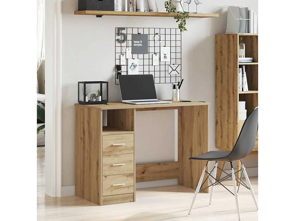 Handgemaakt eikenhouten bureau 102x76x50 cm bewerkt hout