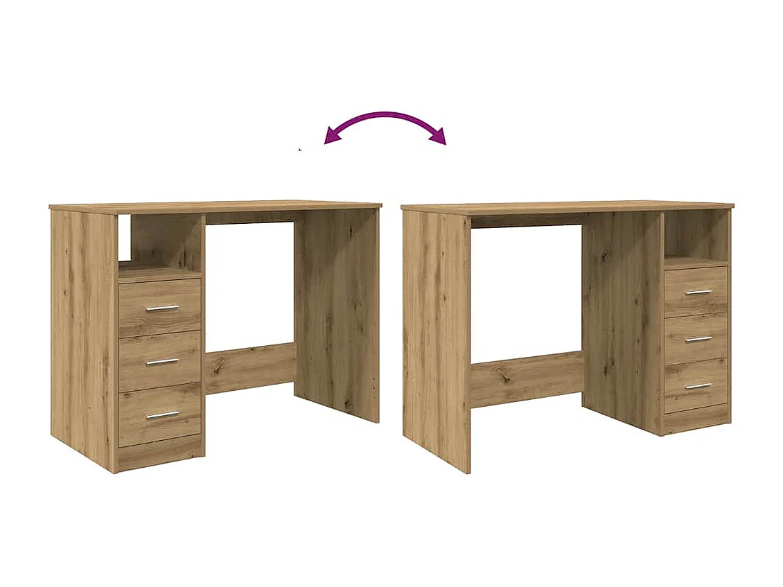 Handgemaakt eikenhouten bureau 102x76x50 cm bewerkt hout
