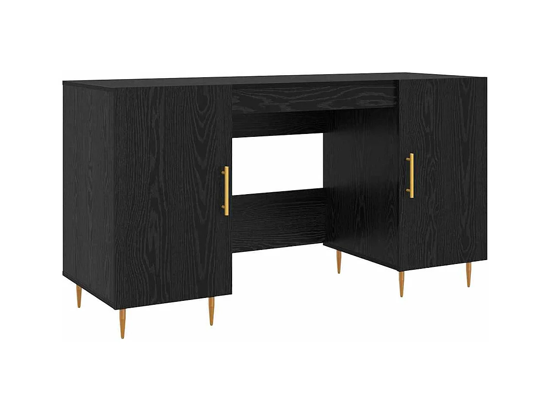 Bureau avec porte Chêne noir 140 x 50 x 75 cm Bois d'ingénierie