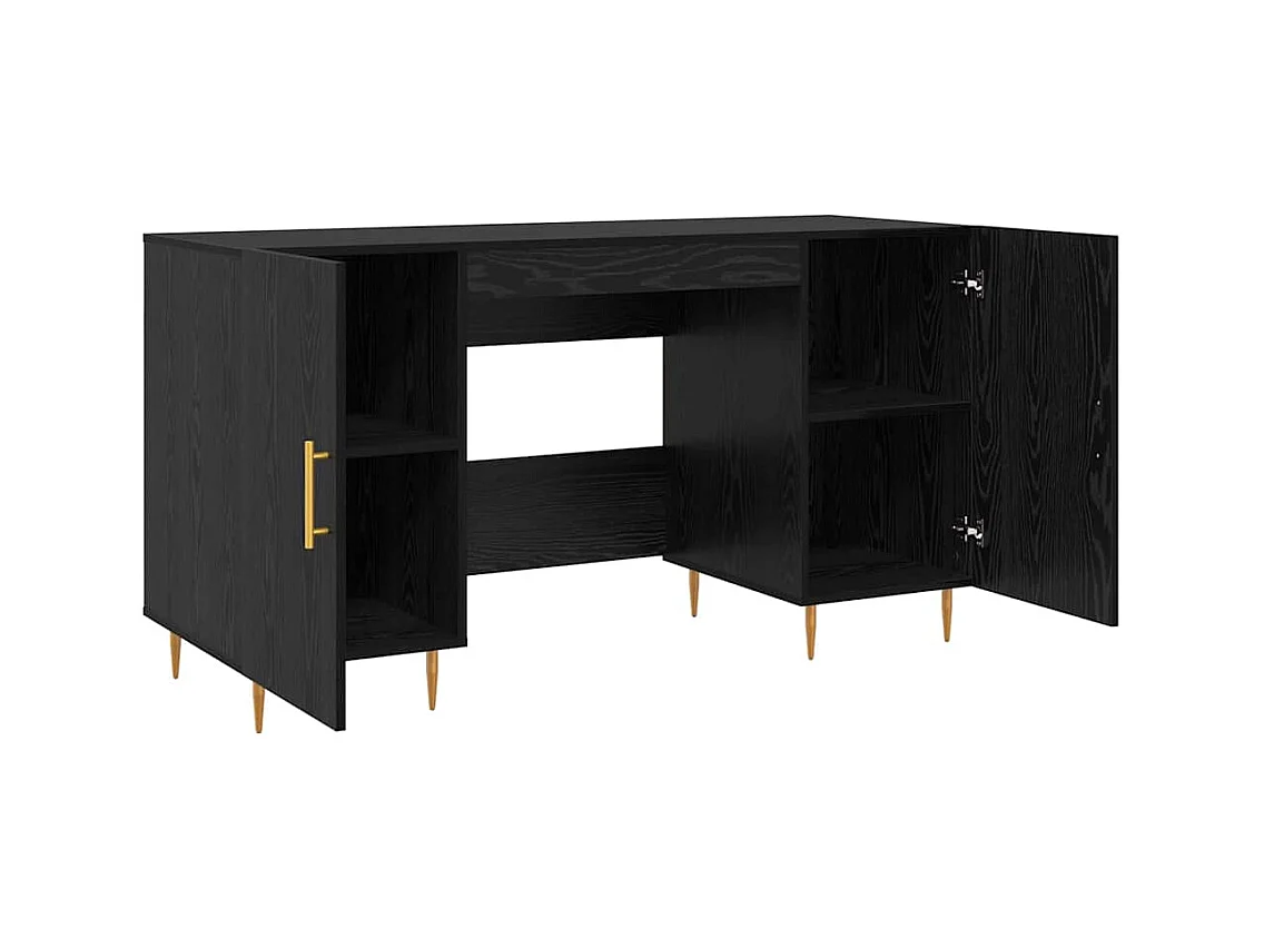 Bureau avec porte Chêne noir 140 x 50 x 75 cm Bois d'ingénierie