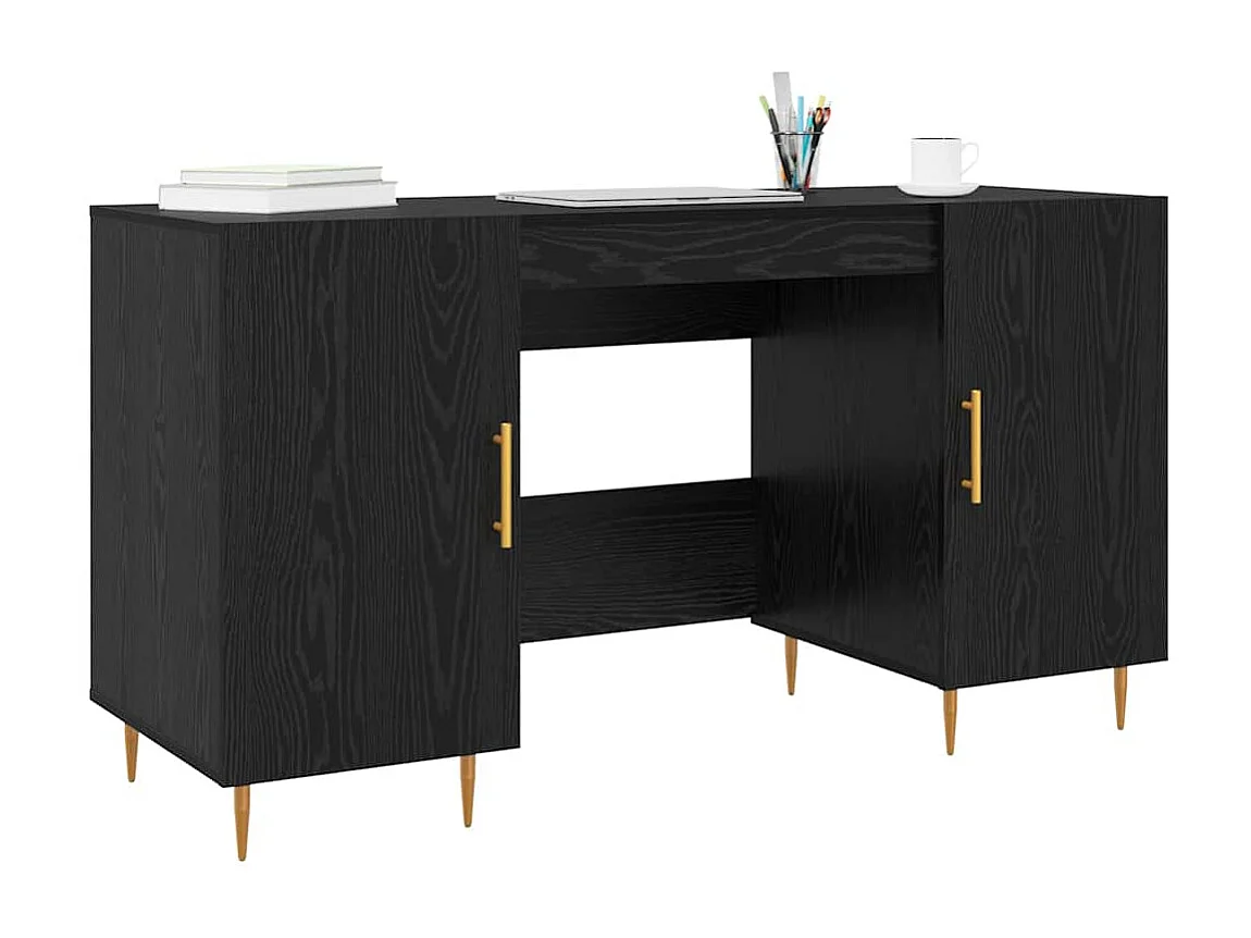 Bureau avec porte Chêne noir 140 x 50 x 75 cm Bois d'ingénierie