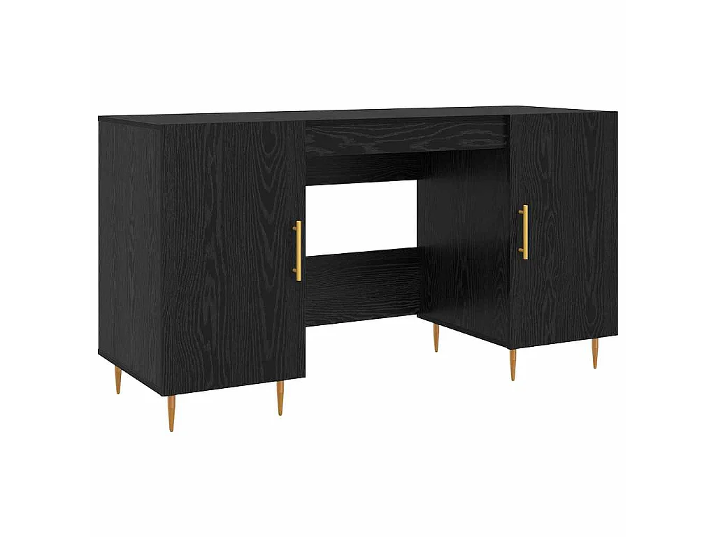 Scrivania con anta Rovere nero 140 x 50 x 75 cm Legno ingegnerizzato