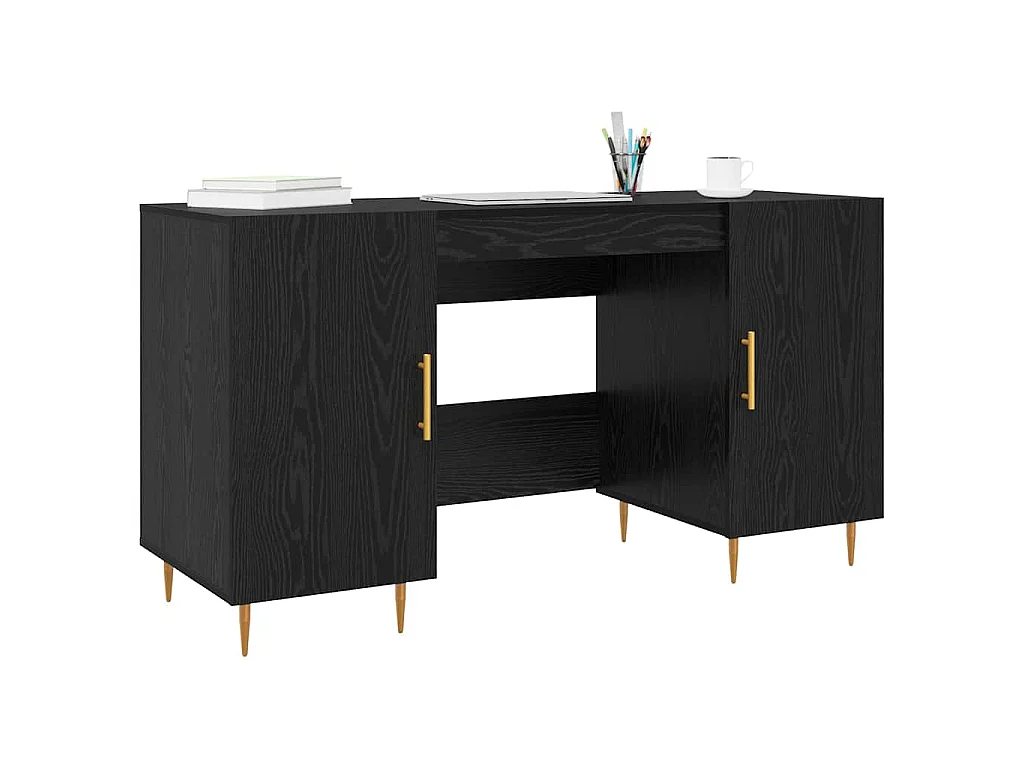 Scrivania con anta Rovere nero 140 x 50 x 75 cm Legno ingegnerizzato