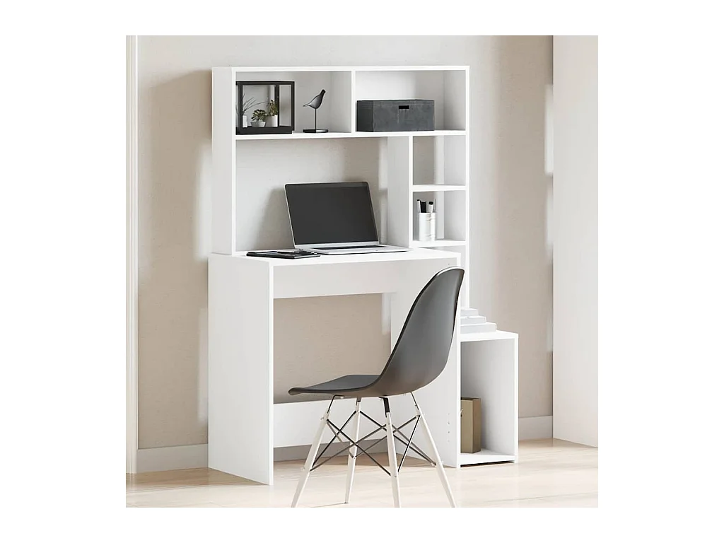 Bureau met planken wit 100x45x140 cm bewerkt hout