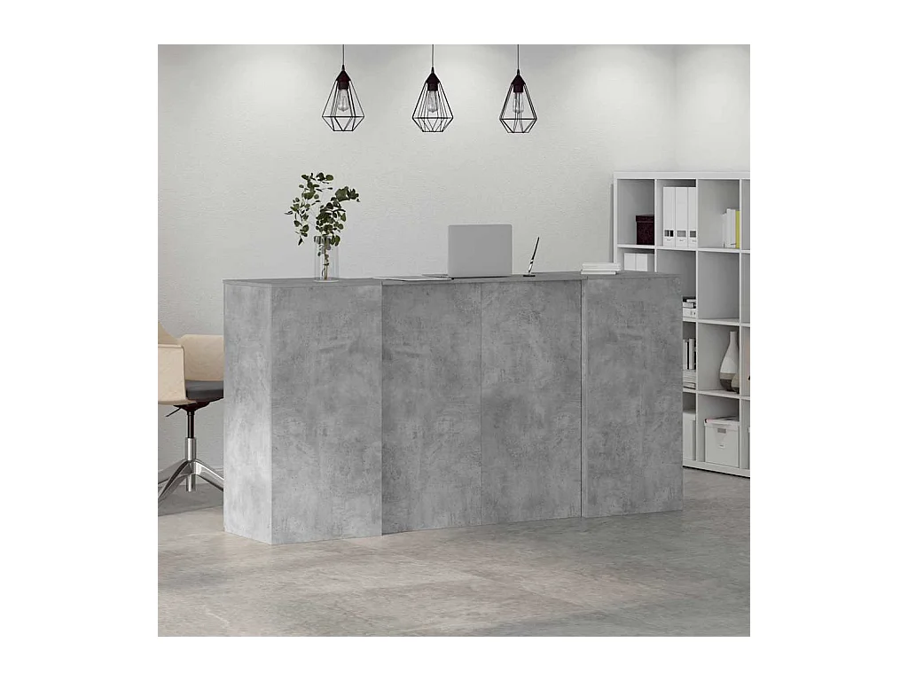 Bureau de réception gris béton 200x50x103,5cm bois d'ingénierie