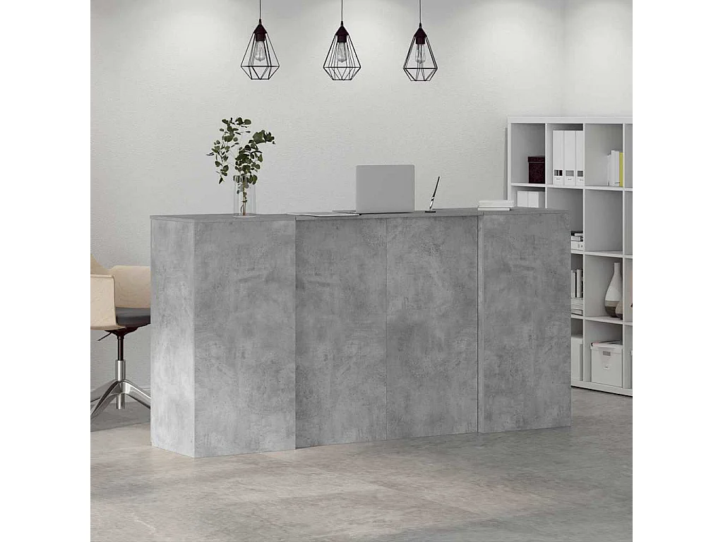 Bureau de réception gris béton 200x50x103,5cm bois d'ingénierie