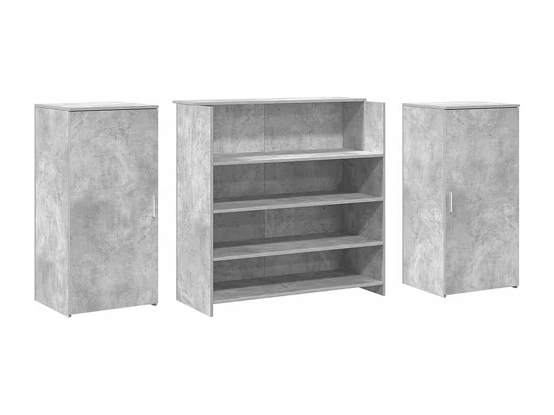 Bureau de réception gris béton 200x50x103,5cm bois d'ingénierie