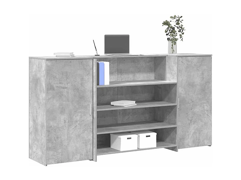 Bureau de réception gris béton 200x50x103,5cm bois d'ingénierie