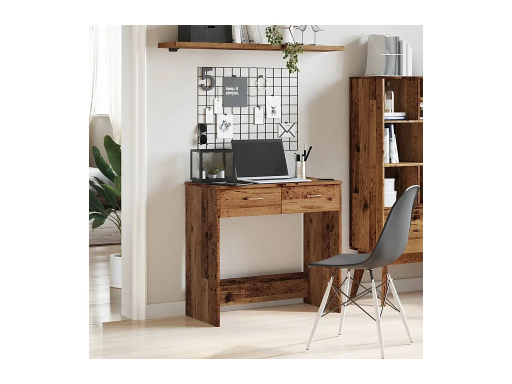 Bureau in oude houten stijl 80x40x75 cm bewerkt hout