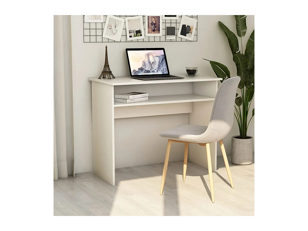 Escritorio blanco 90x50x74 cm Madera de ingeniería