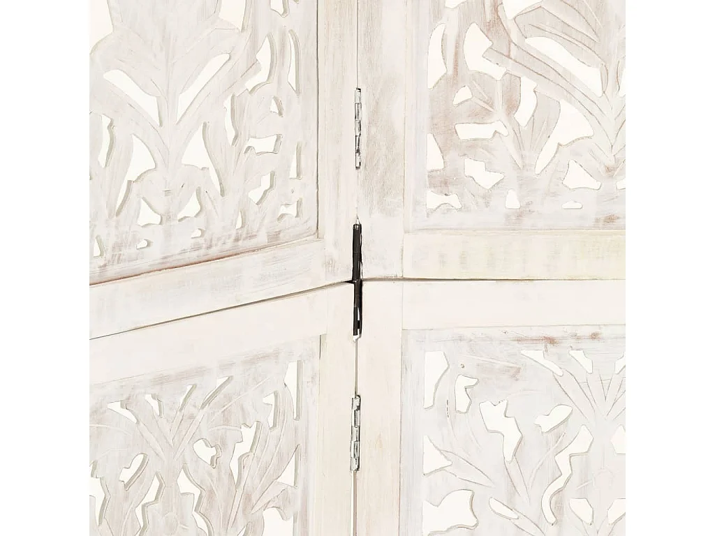 Cloison de séparation 5 panneaux Blanc 200x165 cm Bois manguier