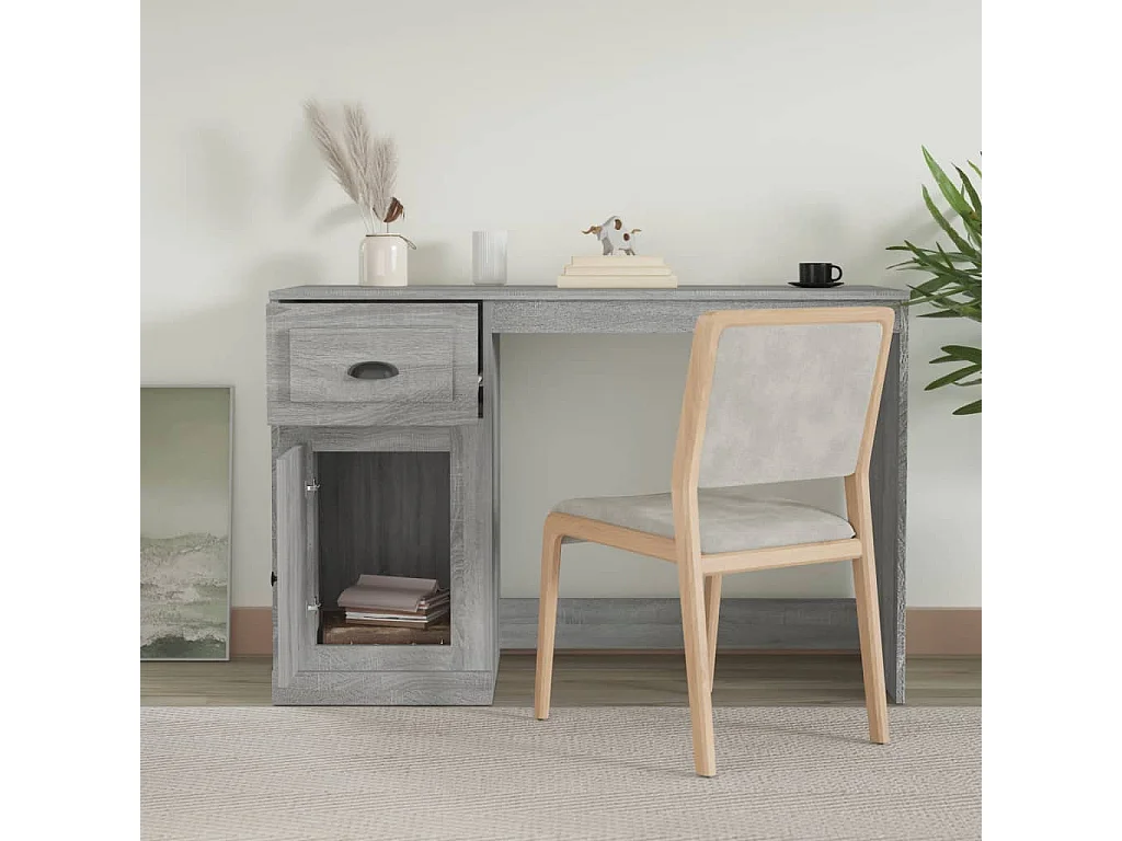 Escritorio con cajón Sonoma gris 115x50x75 cm madera de ingeniería