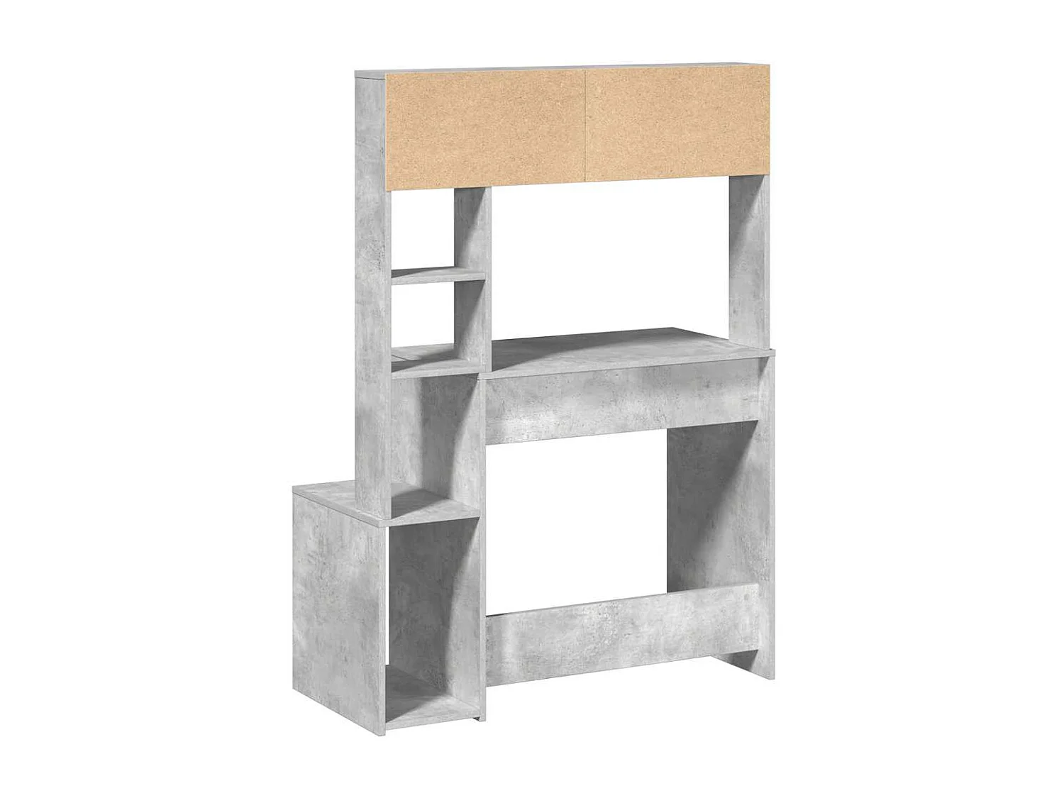 Bureau avec étagères gris béton 100x45x140 cm bois d'ingénierie