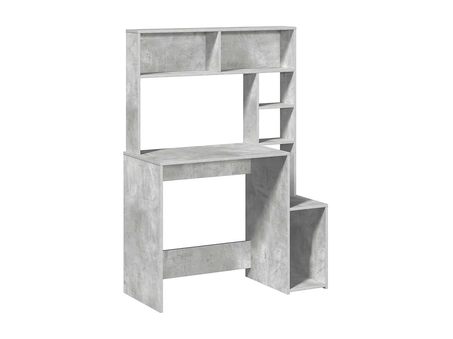 Bureau avec étagères gris béton 100x45x140 cm bois d'ingénierie