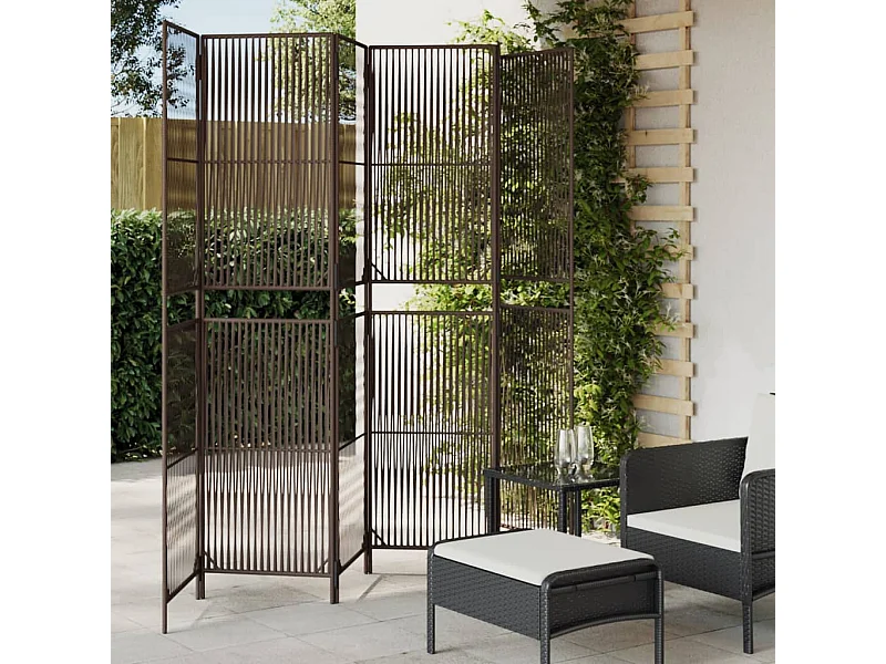 6-teilige Trennwand aus braunem Korbgeflecht