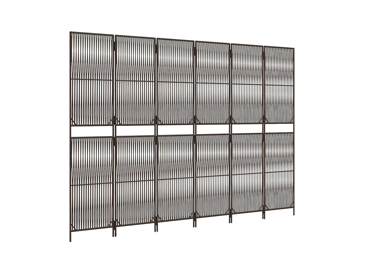 Tabique divisorio de mimbre de resina marrón de 6 paneles